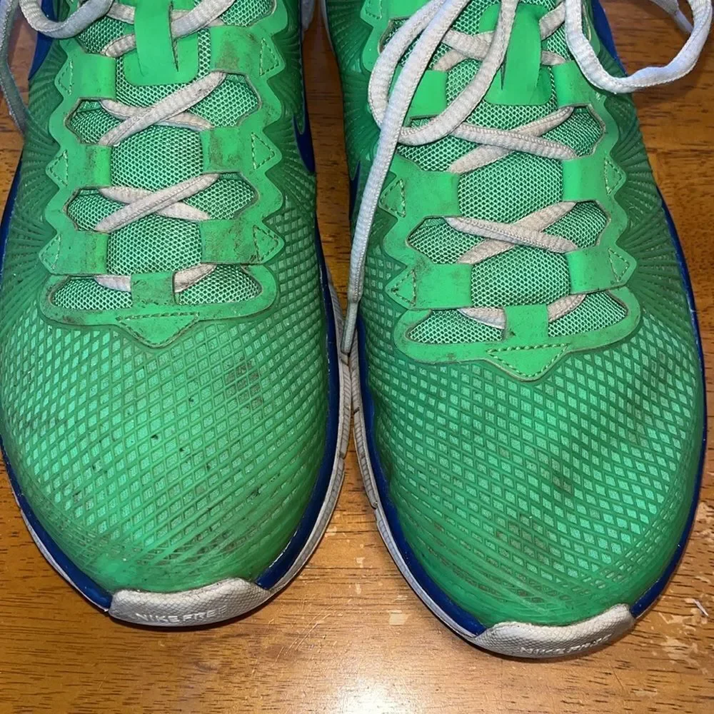 MEN’S NIKE FREE 3.0 TRAINING SHOES SIZE 10.5 IN POISON GREEN/HYPER BLUE